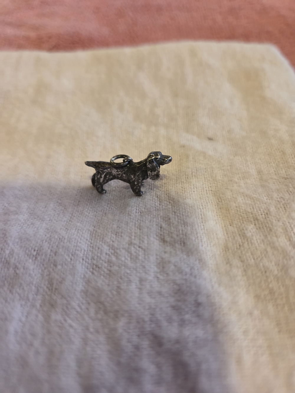 Silver Dog Charm Pendant - Small Dog Silhouette